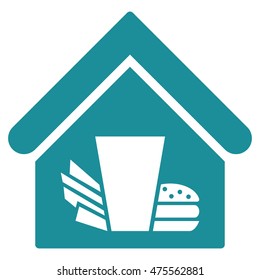 Fastfood Cafe icon. Vector style is flat iconic symbol, soft blue color, white background.