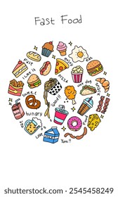Fastfood coloring page book for preeschool