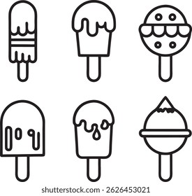 Fastfood drink items set black line art design clearing with white background.