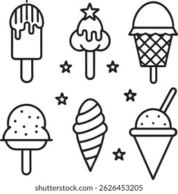 Os itens de bebida de comida rápida definem a clareira do projeto da arte da linha preta com fundo branco.