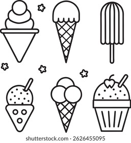 Fastfood drink items set black line art design clearing with white background.