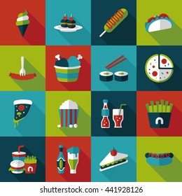 Fastfood and drinks icon set
