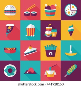 Fastfood and drinks icon set