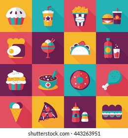 Fastfood and drinks icon set