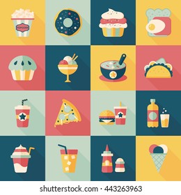 Fastfood and drinks icon set