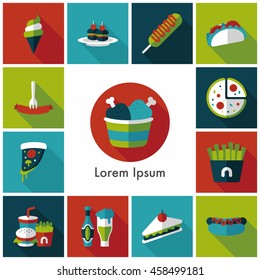 Fastfood and drinks icon set