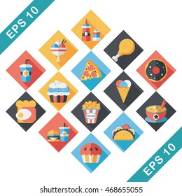 Fastfood and drinks icon set