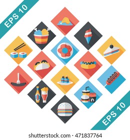 Fastfood and drinks icon set