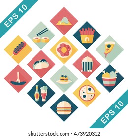 Fastfood and drinks icon set