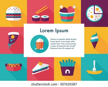 Fastfood and drinks icon set