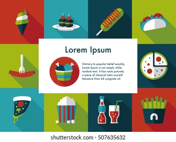 Fastfood and drinks icon set
