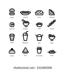 fastfood and drinks isolated vector icons