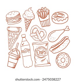 fastfood element icons
vector doodles