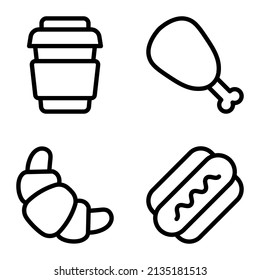 Icono Plano De Alimentos Rápidos Aislado En Fondo Blanco