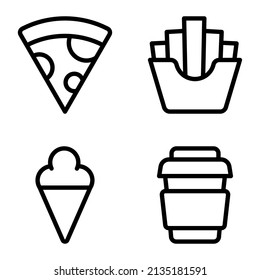 Fastfood Flat Icon Set Isolated On White Background