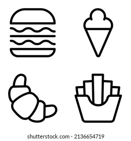 Icono Plano De Alimentos Rápidos Aislado En Fondo Blanco