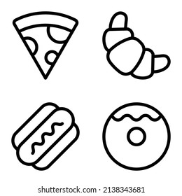 Fastfood Flat Icon Set Isolated On White Background