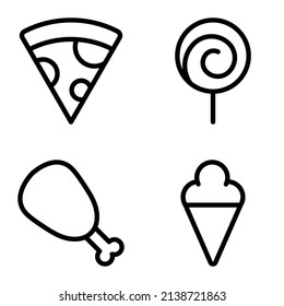 Fastfood Flat Icon Set Isolated On White Background