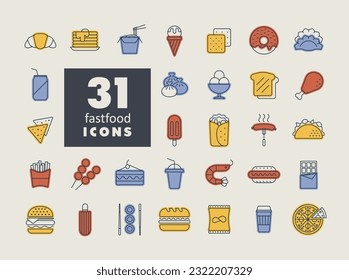 Fastfood, Food court vector flat icon. Graph symbol for cooking web site and apps design, logo, app, UI