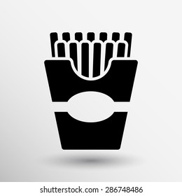 Fast-food French fries logo in a box style.