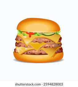 Fastfood. Grilled cheeseburger isolated on white background