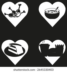 Fastfood icon. Meal combo symbol. Drink fries burger illustration. Vector image.