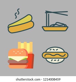 fastfood icon set. vector set about fast food, noodles and hot dog icons set.