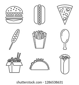 Fastfood icons isolated on white background. Vector illustration