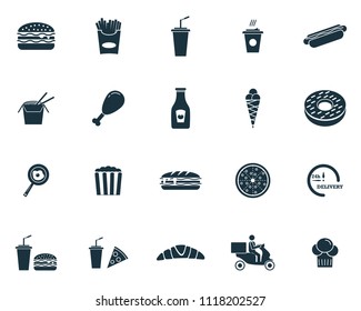 Fastfood icons set. Premium quality symbol collection. Fastfood icon set simple elements.