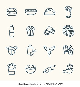 Fastfood Line Icon Set