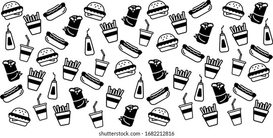 fast-food mosaic. Vector fast food pattern.