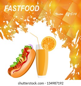 Fastfood on a abstract mosaic background.Vector