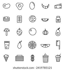 Fastfood outline web icon set, vector, restaurant line icons collection