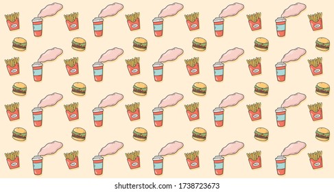 Fast-food pattern (coffee, burger, potatoes free)