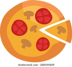 Fastfood pizza, illustration, vector on a white background.