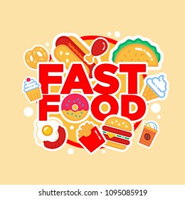 Fastfood restaurant colorful banner
