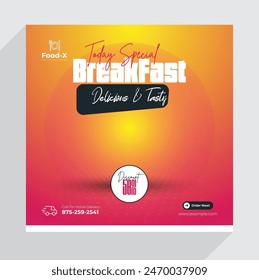 Fast-food restaurant menu and burger social media promotion banner template