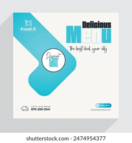Fast-food restaurant menu and burger social media promotion banner template

