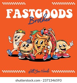 FASTFOOD RETRO MASCOT CARTOON ILLUSTRATION