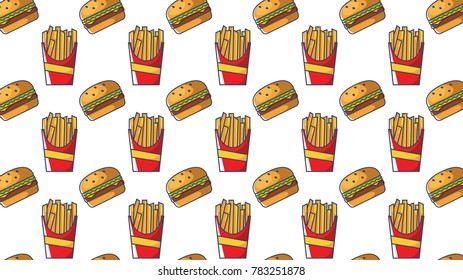 Fastfood seamless pattern design template