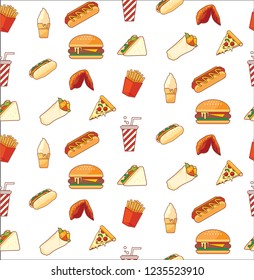 Fastfood Seamless Pattern. Eps
