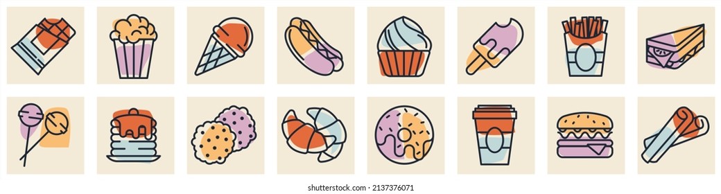 Fastfood set icon symbol template for graphic and web design collection logo vector illustration