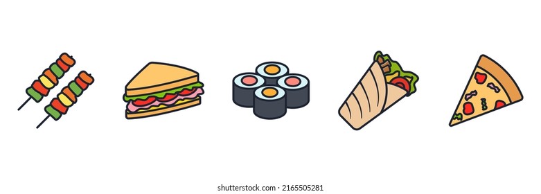 Fastfood set icon symbol template for graphic and web design collection logo vector illustration
