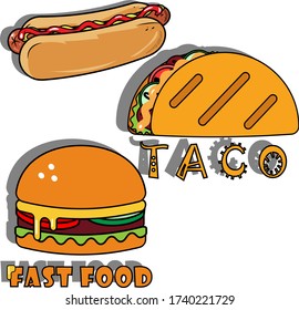 Equipo de comida rápida para logo o sitio web.
