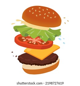 hamburger　separate　tool fastfood splash 