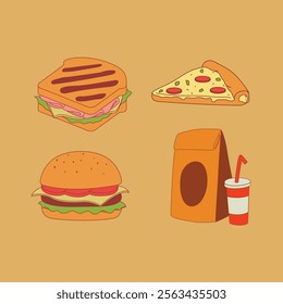 Fastfood take away retro art