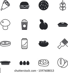 fastfood vector icon set such as: market, chip, picture, long, cheeseburger, refreshment, sesame, plums, eggshell, single, fun, theater, gourmet, soft, vintage, drinks, cracker, hotdog, can, piece