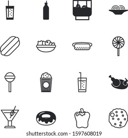 fastfood vector icon set such as: decoration, culture, box, shape, cinema, christmas, straw, eco, wine, outdoors, flavor, whiskey, product, cutlets, web, italy, poultry, ripe, donuts, pink, icing