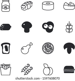 fastfood vector icon set such as: plums, light, marinated, bowl, pepperoni, salmon, autumn, metal, packaging, rice, dessert, cans, cafe, cute, roll, roe, art, soup, fish, roast, american, pepper