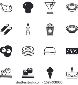 fastfood vector icon set such as: tropical, fruit, turkey, pink, marinated, dairy, forest, scrambled, skewer, stick, nature, types, kebab, frozen, straw, cinema, pop, slice, onion, cherry, alcohol